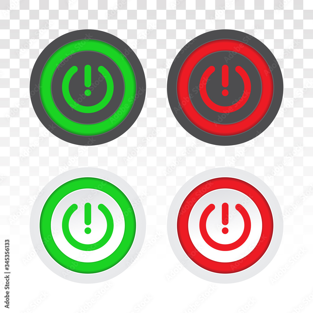 Power push button on or off icon on a transparent background Power push button on or off icon on a transparent background