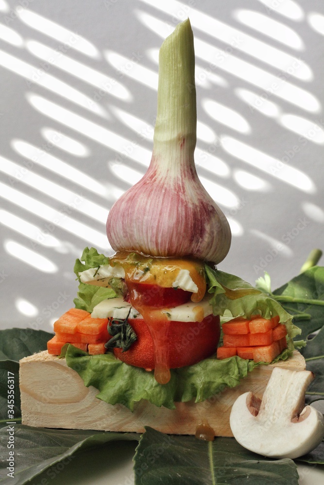 Creative sandwich, design food, crazy modern view of healthy food