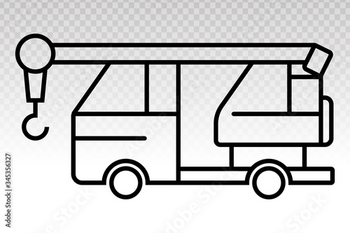 mobile crane / crane crawler - heavy equipment vehicles line art icon for apps or websites