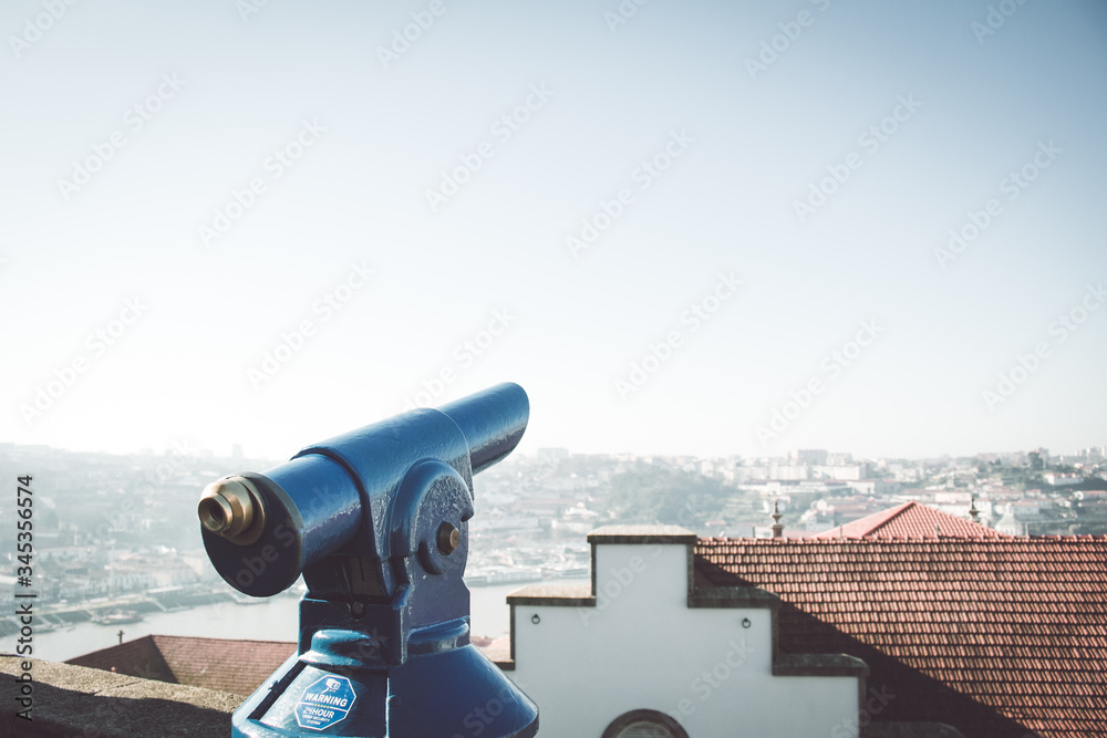 Porto city panorama and touristic telescope