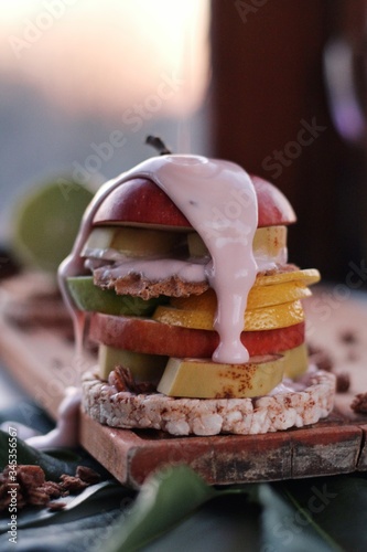 Obraz na płótnie Creative sandwich, design food, crazy modern view of healthy food, summer mood w salonie