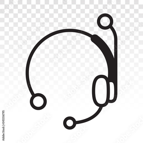 Customer service headset / Customer support earphone flat icon on a transparent background