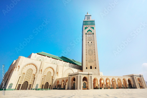 Casablanca, Morocco. Panoramic view at the Mosque of Hasan II. in Casablanca. Casablanca is the largest city in Morocco