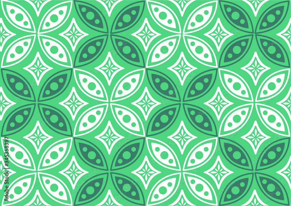 Indonesian batik motifs with very distinctive plant patterns,Vector