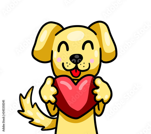 Adorable Stylized Dog Hugging a Heart