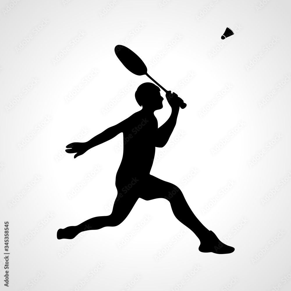 Silhouette of professional badminton player vector eps
