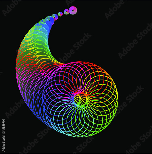 Sacred Geometry - Torus Rainbow vortex, Vector Illustration