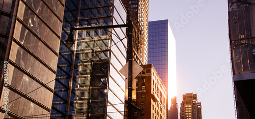Sun reflection in Manhattan street