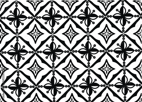 Indonesian batik motifs with very distinctive plant patterns,Vector