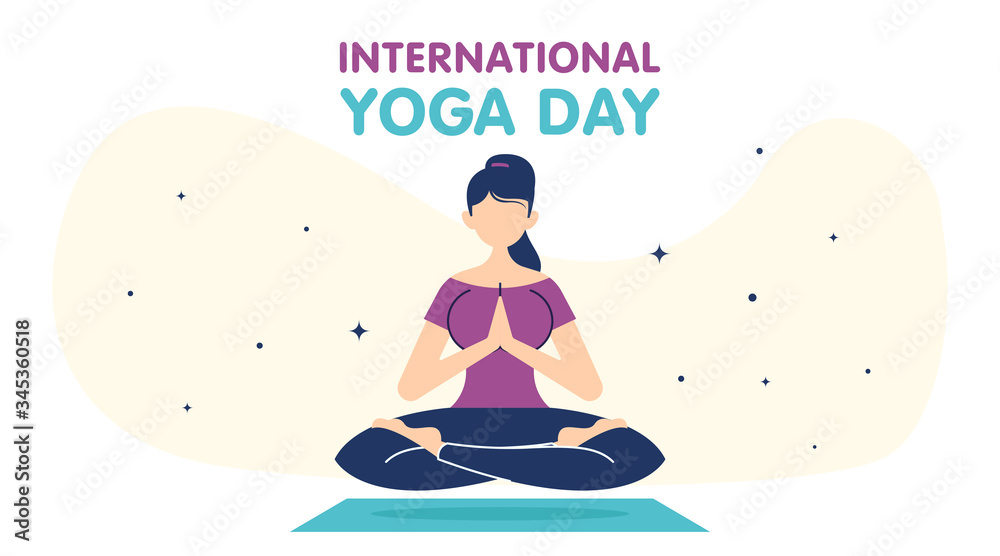 International yoga day flat illustration vector