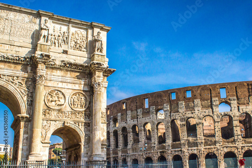 The Arch of Septimius Severus (in italian Arco di Settimo Severo) and Forum Romanum Rome Italy photo
