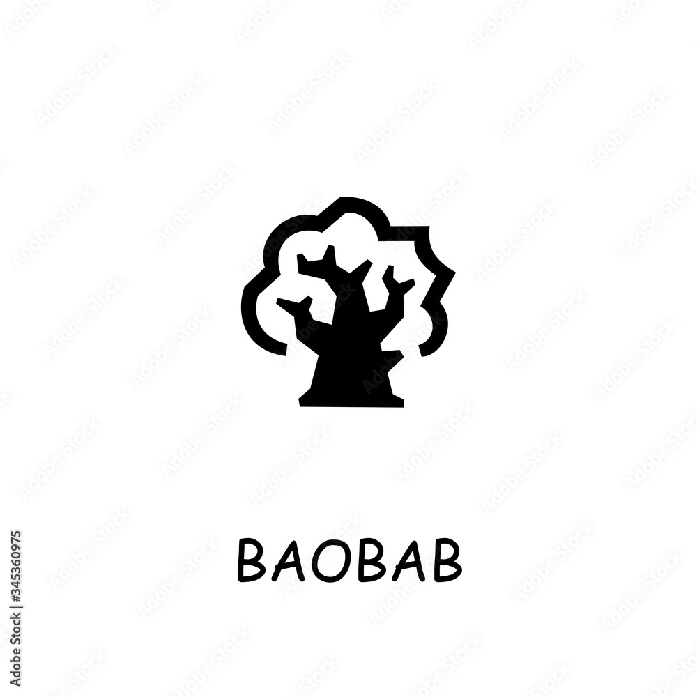 Baobab flat vector icon Baobab flat vector icon