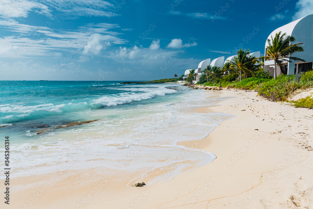 luxury and palm trees on the white sand tropical island of Anguilla