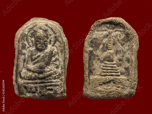 Luang Pu Thuat , Amulet from Wat Phakho. Sathing Phra District, Songkhla Province, Southern Thailand. photo