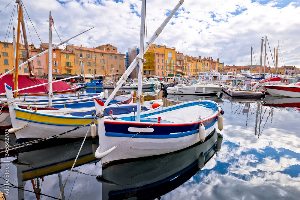 Colorful harbor of Saint Tropez at Cote d Azur view