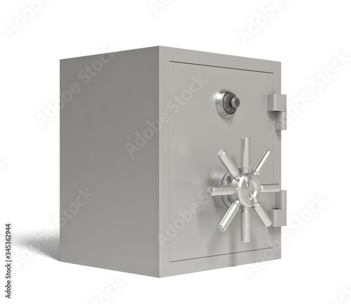 The metal safe isolated on a white background. Security storage. Keeping money. 3d rendering