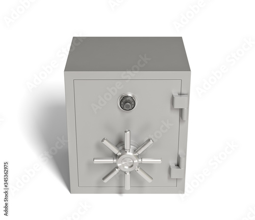 The metal safe isolated on a white background. Security storage. Keeping money. 3d rendering