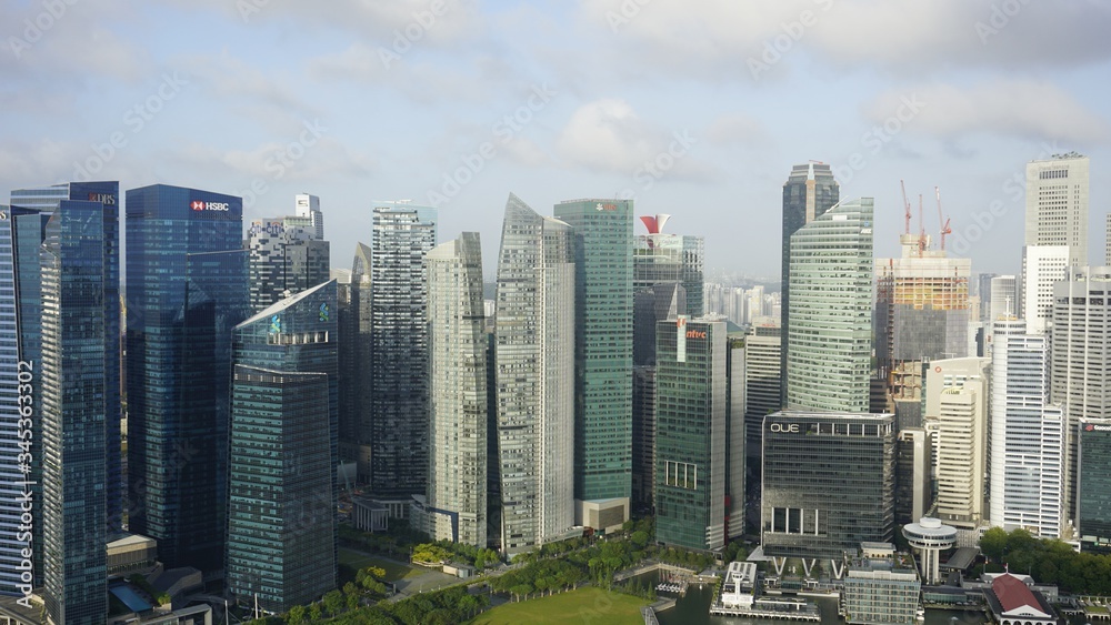 Singapore, circa march 2020: Skyline of Singapore