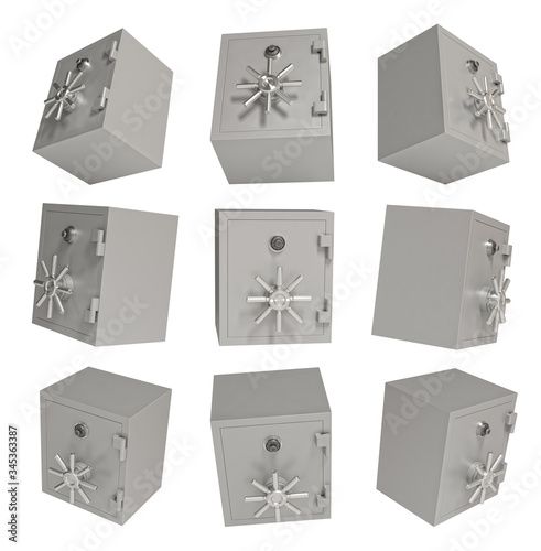 The metal safe isolated on a white background. Security storage. Keeping money. 3d rendering