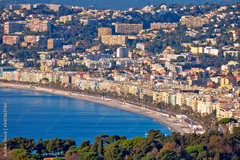 City of Nice Promenade des Anglais waterfront aerial view, French riviera