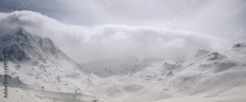 snow covered mountains