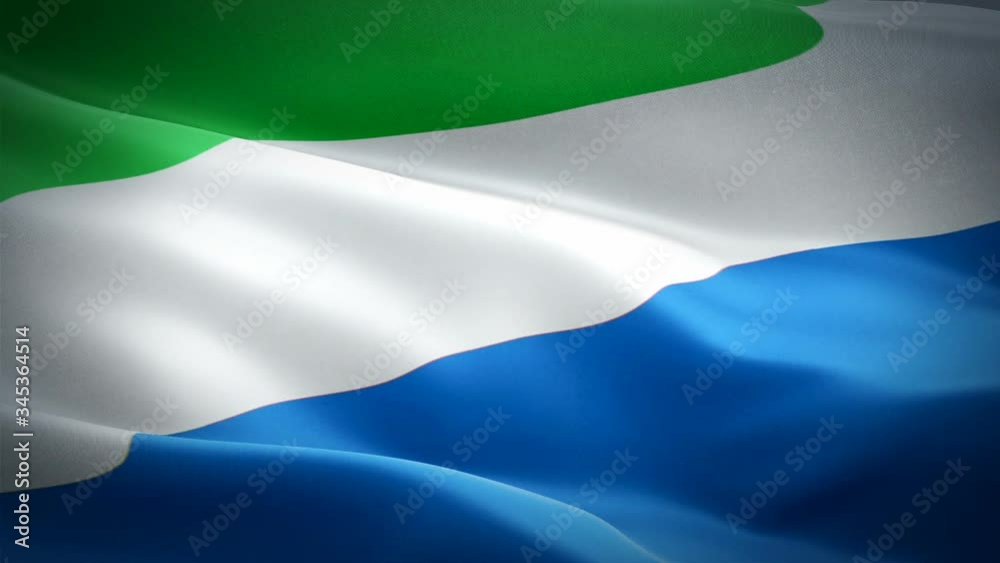 Sierra Leone flag Motion Loop video waving in wind. Realistic Salone ...
