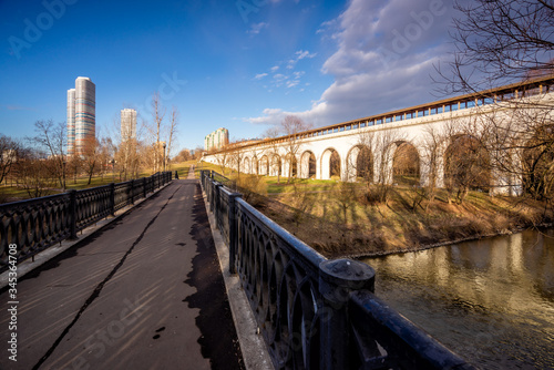 Reflection of the Rostokinsky aqueduct in Moscow