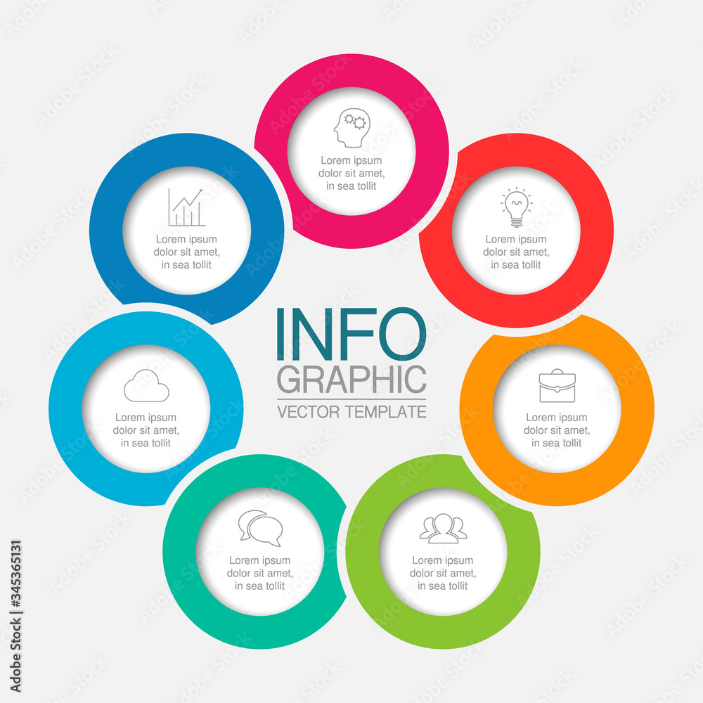 Vector iInfographic template for business, presentations, web design, 7 options. Vector iInfographic template for business, presentations, web design, 7 options.