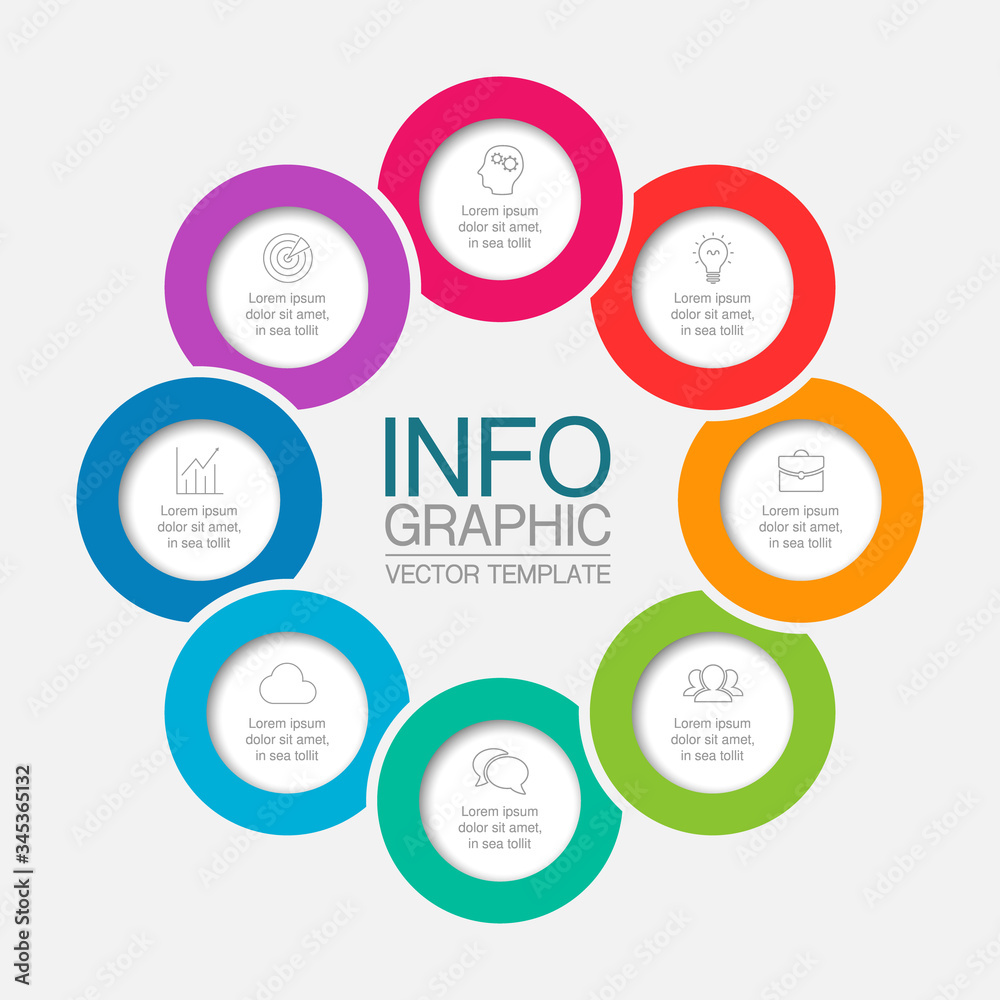 Vector iInfographic template for business, presentations, web design, 8 options. Vector iInfographic template for business, presentations, web design, 8 options.