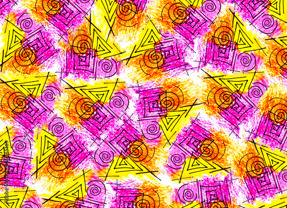 bright background pink with yellow with black lines
