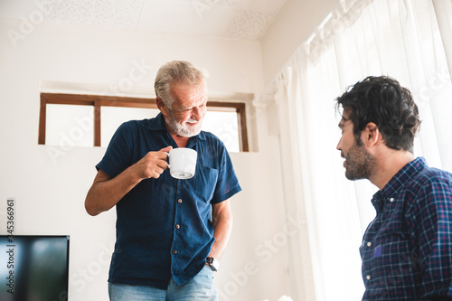 The elderly father and midd...