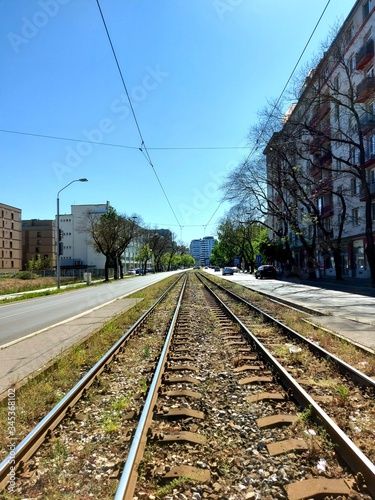 Canvas Print Tram rails in the city of Bratislava