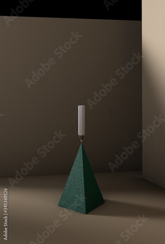 3d rendering abstract background. Simple shapes balanced