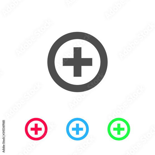 Medical cross icon flat