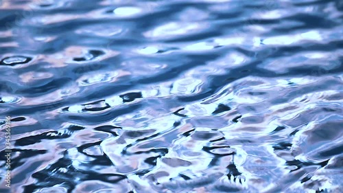 Beautiful blue water surface. Abstract background 3d render with animation waving of waterline.