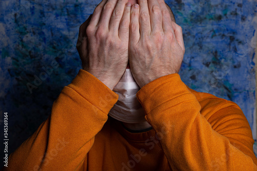 medical mask on the male face