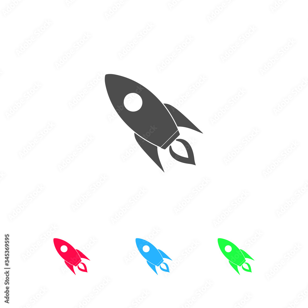 Fototapeta premium Rocket icon flat