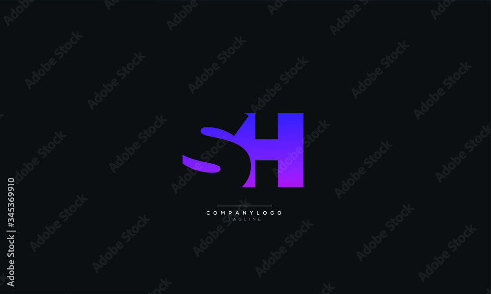 Obraz premium SH Letter Logo Design Icon Vector Symbol