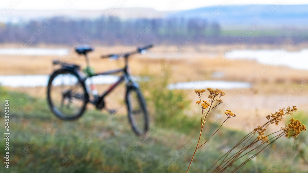 Bicycle on nature background. Cycling on the nature