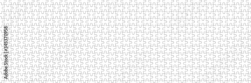 Black and White Seamless Geometric Pattern with Grid. Jigsaw Puzzle Pieces Isolated on White Background. Endless Template for Games. Raster Illustration