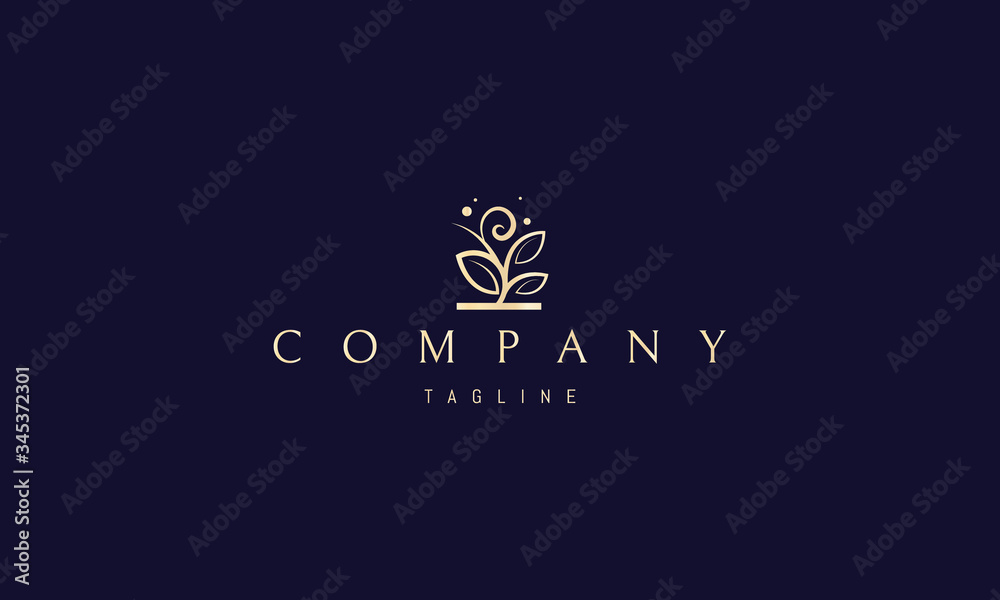 Vector golden logo on which an abstract image of a beautiful and healthy plant. Vector golden logo on which an abstract image of a beautiful and healthy plant.