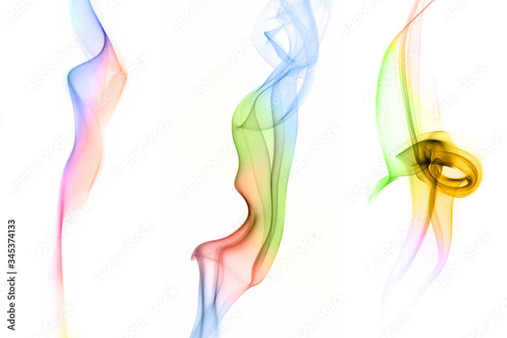 Naklejka premium Abstract colored smoke on white background