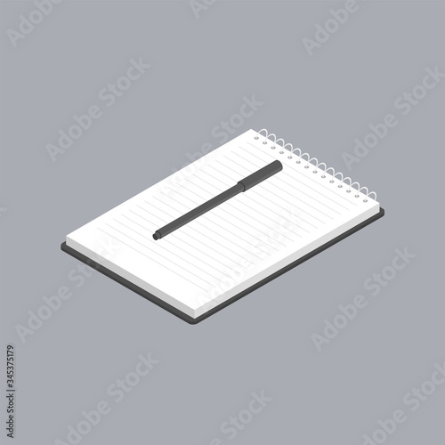 Isometric white notebook