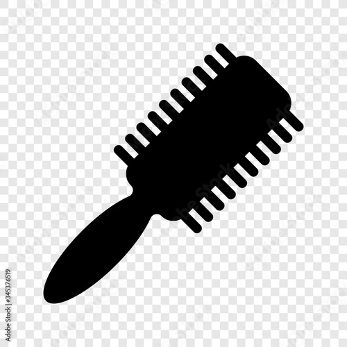 Hairbrush icon vector on transparent grid