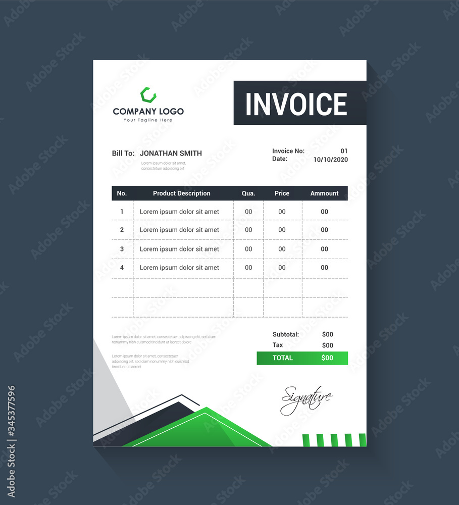 New Corporate Invoice Design Template for business, Office bill Design