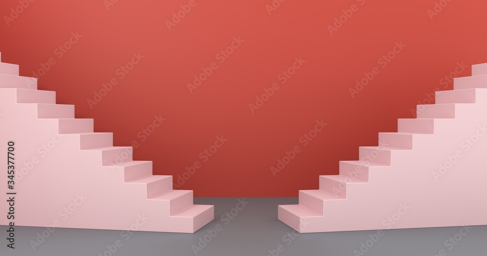 Interior studio with geometric objects. Architectural background for advertising products, presentations.Staircase with steps -podium,stand for shoes on background of vintage bright room - 3D,render. Interior studio with geometric objects. Architectural background for advertising products, presentations.Staircase with steps -podium,stand for shoes on background of vintage bright room - 3D,render.