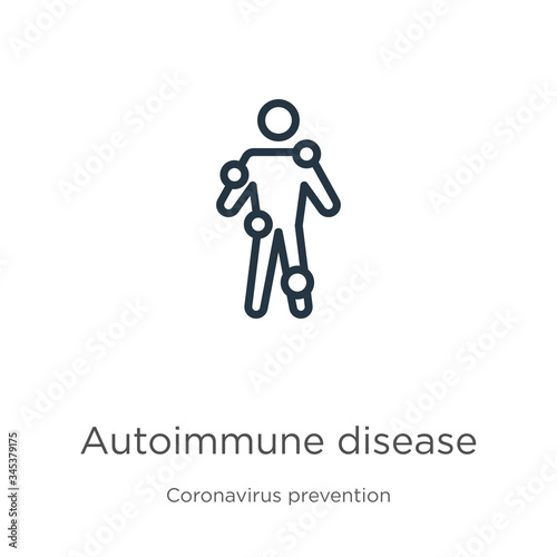 Autoimmune disease icon. Thin linear autoimmune disease outline icon isolated on white background from Coronavirus Prevention collection. Modern line vector sign, symbol, stroke for web and mobile photo