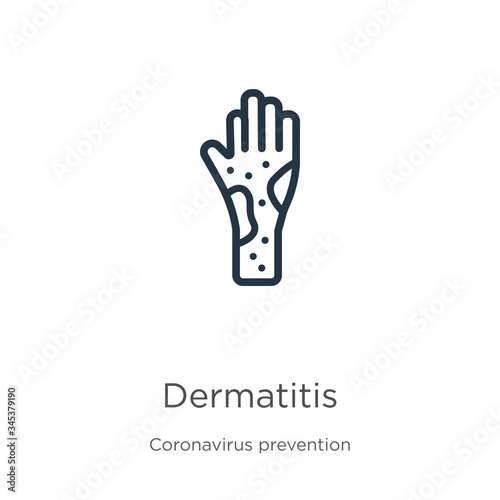 Dermatitis icon. Thin linear dermatitis outline icon isolated on white background from Coronavirus Prevention collection. Modern line vector sign, symbol, stroke for web and mobile