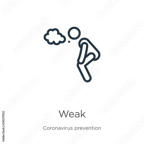 Weak icon. Thin linear weak outline icon isolated on white background from Coronavirus Prevention collection. Modern line vector sign, symbol, stroke for web and mobile