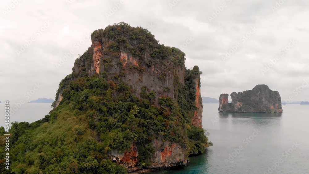 Koh Aleil and surrounding islands in Krabi Province, Thailand. Aerial view on a overcast day Koh Aleil and surrounding islands in Krabi Province, Thailand. Aerial view on a overcast day